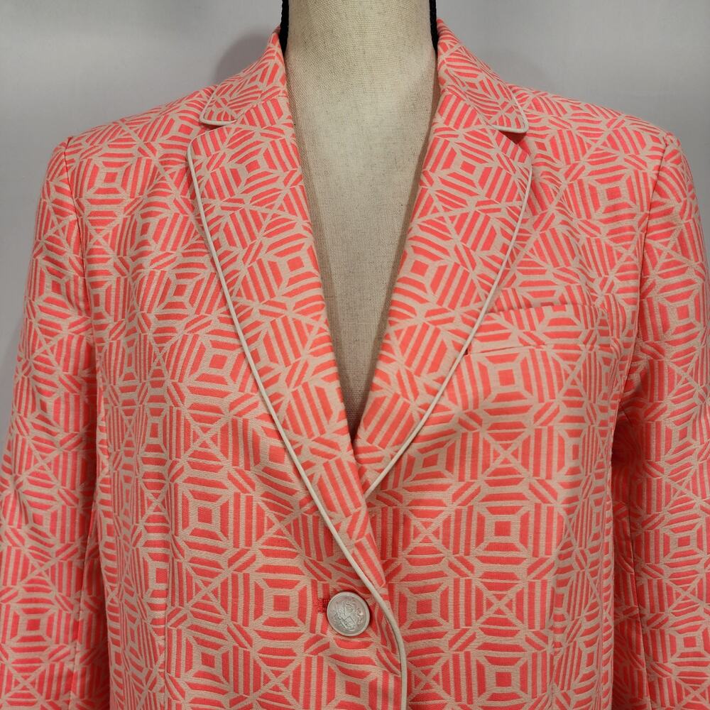 Gap Academy Blazer Geometric Neon Pink 8 Tall - Picture 2 of 12
